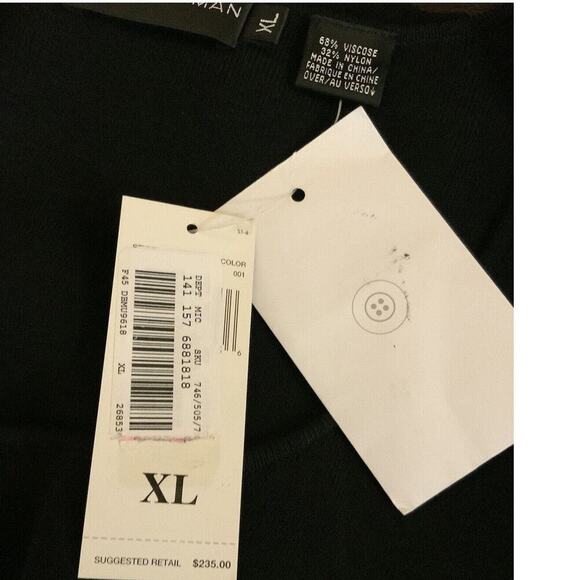 Dana Buchman Blouse Womens Size XL Top Black Rhinestones Cut Out Sleeves Top - Picture 9 of 9